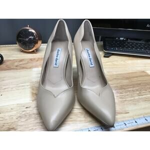 Charles David Innocent Pump Women's 9 Beige Leather Slip-On Stiletto Heel Preppy